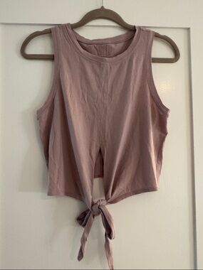 Lululemon Cotton Cropped Front Tie Tank Top in Lavender Mauve